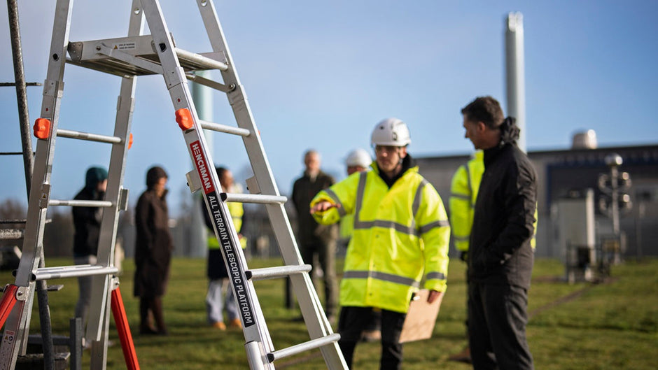 Met Office engineer pointing at a Henchman ATTP platform