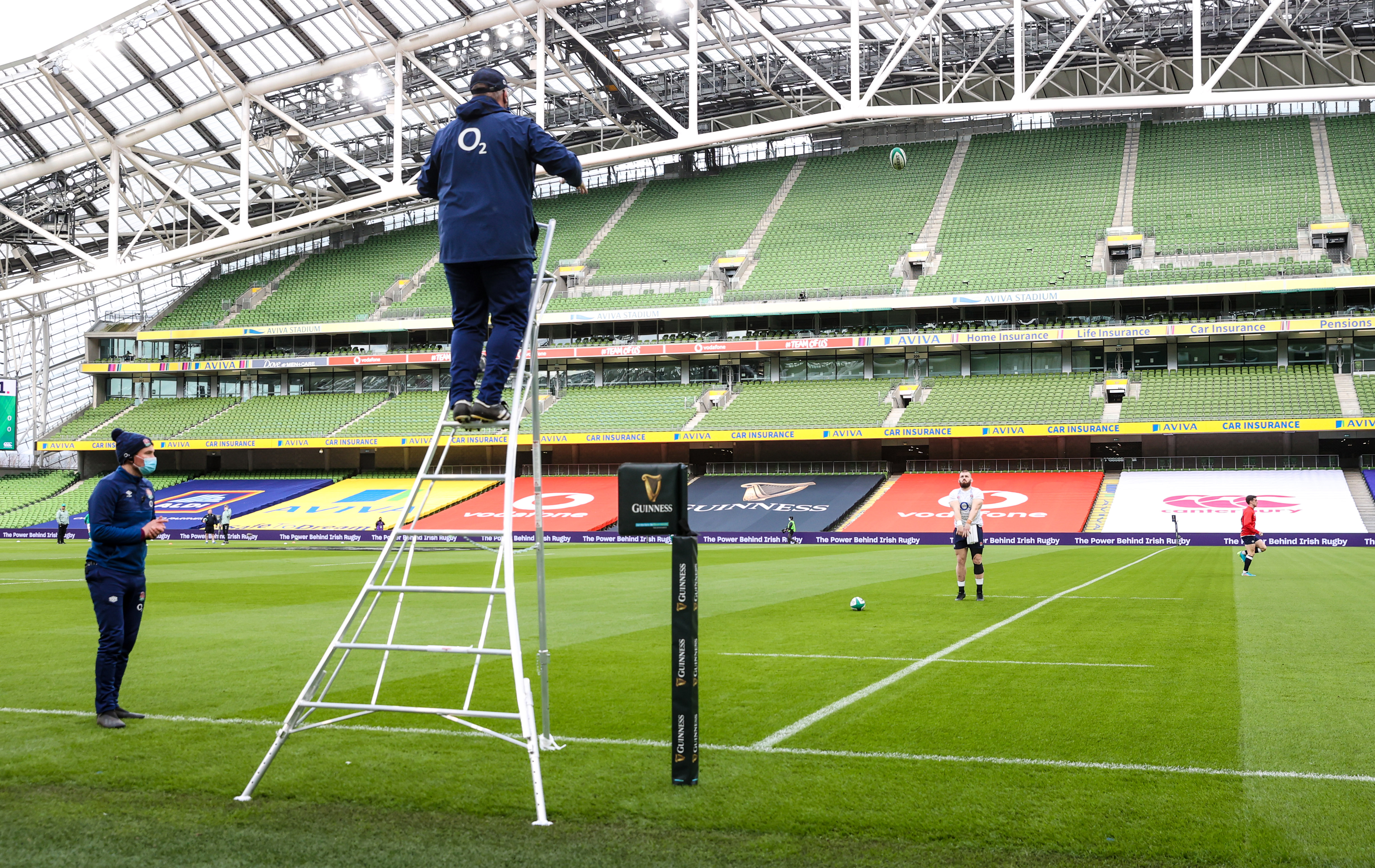 England Rugby Team using tripod ladder during training